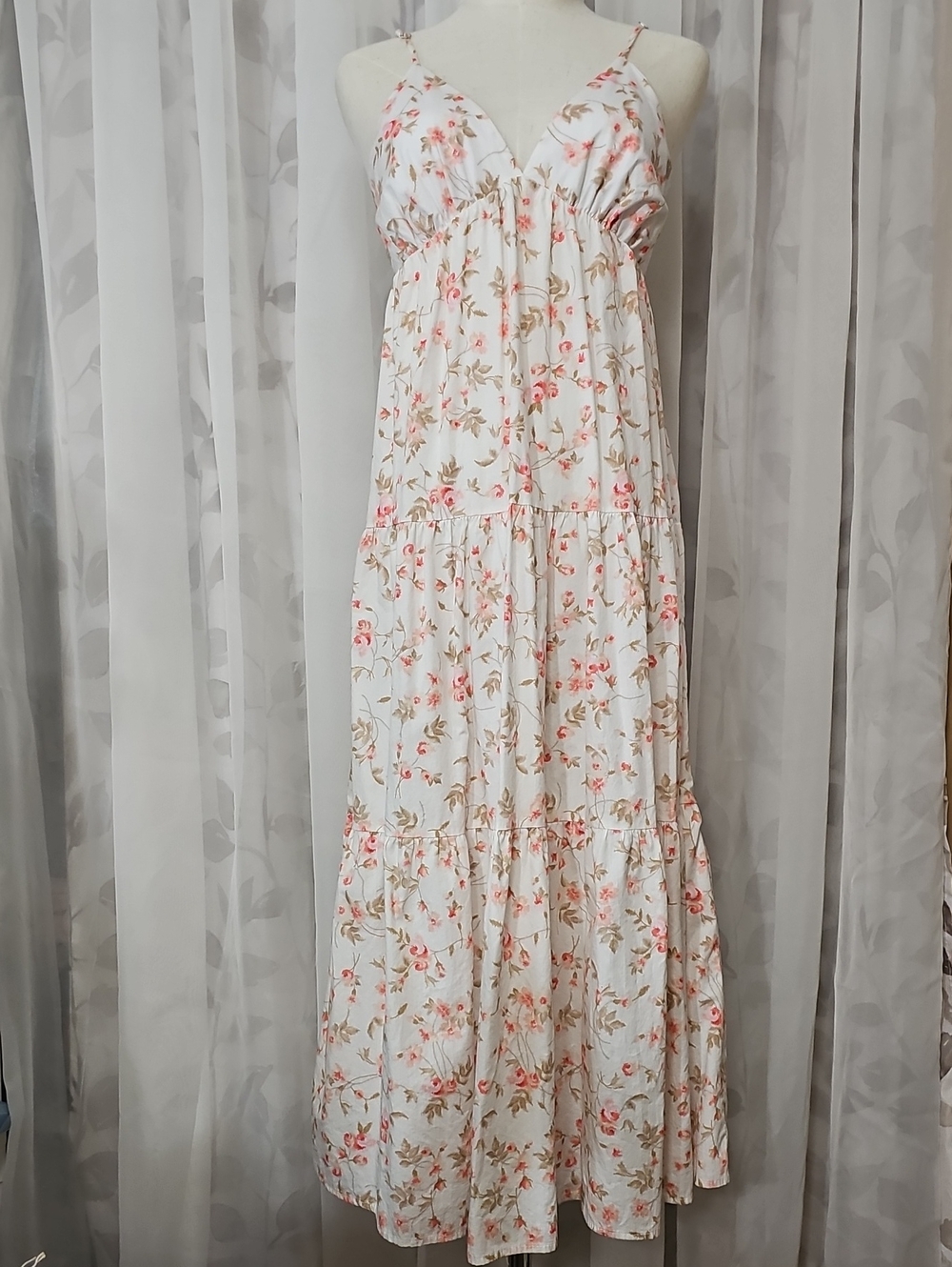 HAUTE MONDE White Floral Maxi Dress with Pink & Sage Print - Picture 4 of 10